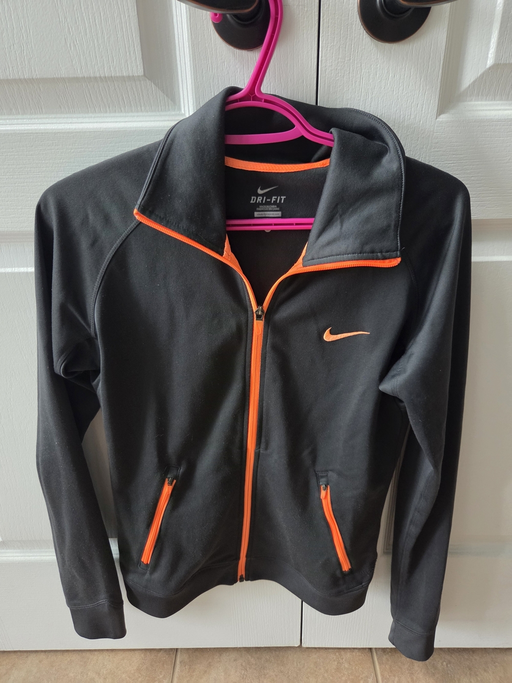 Nike Charcoal Dri-FIT Zip Sweater with Orange Trim